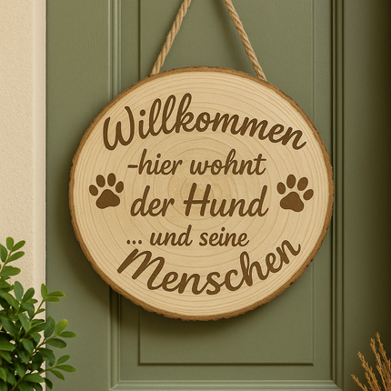 🐾 Willkommensschild "Hier wohnt der Hund … und seine Menschen"