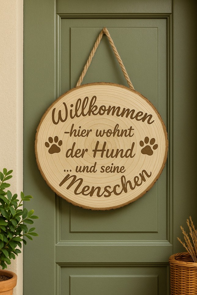 🐾 Willkommensschild "Hier wohnt der Hund … und seine Menschen"