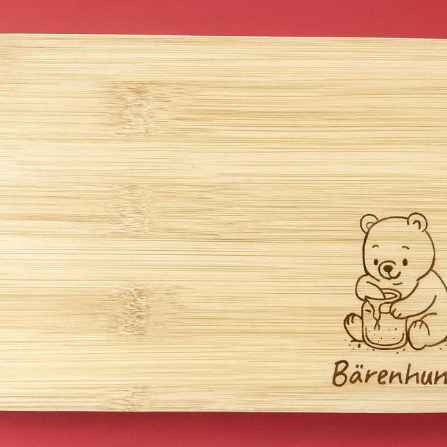 Frühstücksbrettchen aus Bambus – "Bärenhunger" Motiv 🐻🍞