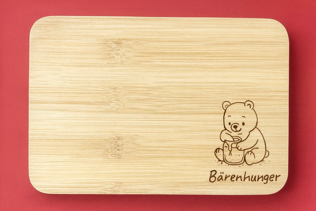 Frühstücksbrettchen aus Bambus – "Bärenhunger" Motiv 🐻🍞
