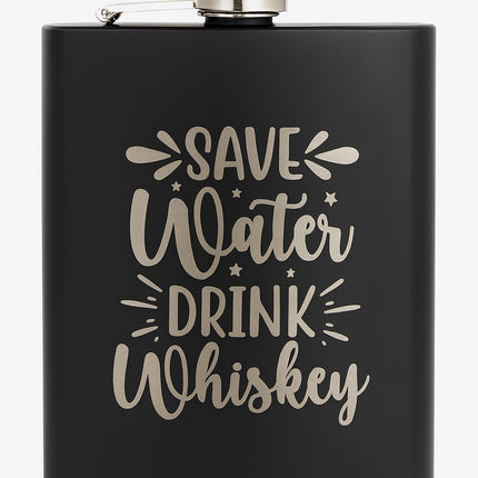 Edelstahl-Flachmann „Save Water – Drink Whiskey“