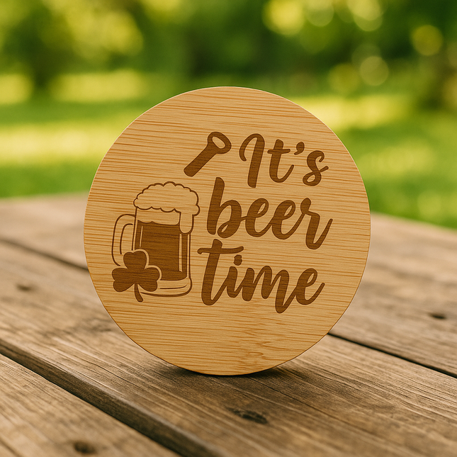 🍺 „It’s Beer Time“ – Magnetischer Bambus-Flaschenöffner