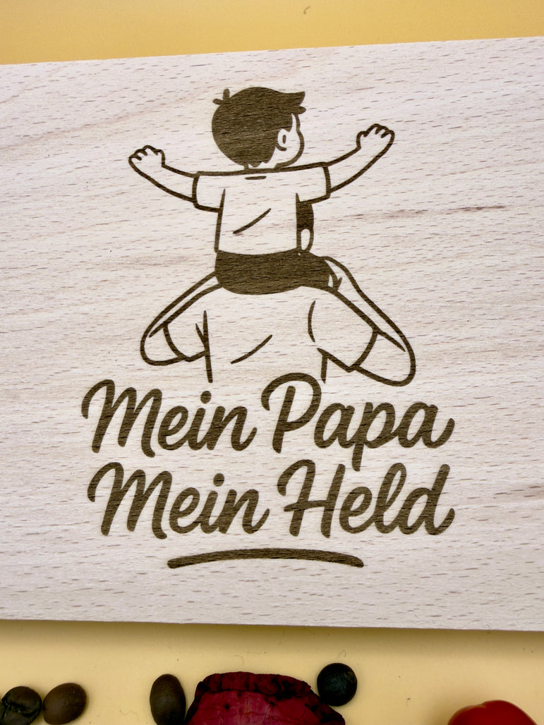 gravur Mein Papa Mein Held und Vater-Kind Motiv.